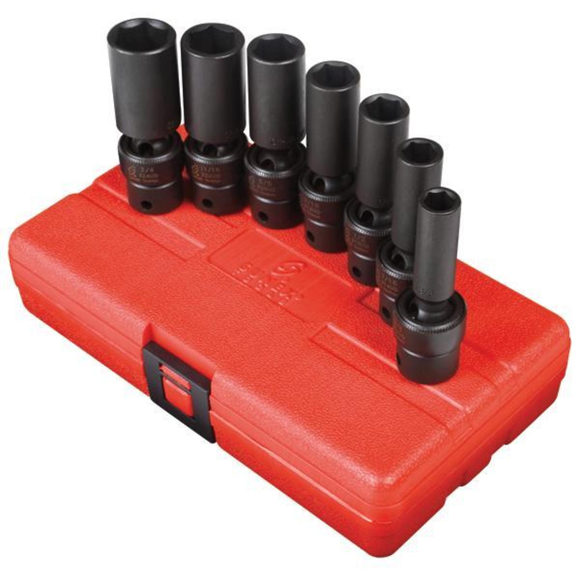Sunex Tools 7-Pc. 3/8in. Dr SAE 6-Pt. Deep Universal Impact Socket Set — CR-MO Alloy Steel, Black Phosphate Finish, Model# 3656